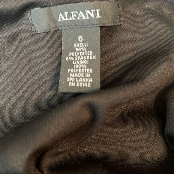 Alfani Size 6 Dress Black Silver Diamond Sparkle V Neck Sleeveless Ruched Midi - Picture 9 of 11